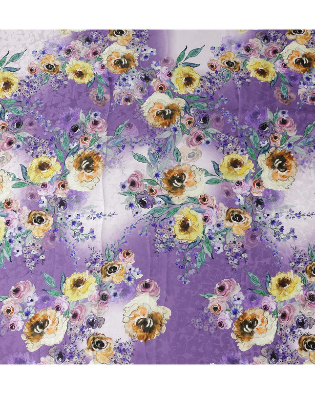 Violet Purple Floral Silk Crepe Jacquard Fabric 140cm