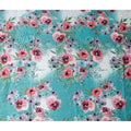 Teal Blue Floral Silk Crepe Jacquard Fabric 140cm