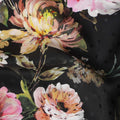 Jet Black Floral Silk Crepe Jacquard Fabric 140cm