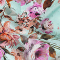 Aqua Mint Floral Silk Crepe Jacquard Fabric 140cm