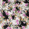 Black White Floral Silk Crepe Jacquard Fabric 140cm