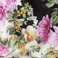 Black White Floral Silk Crepe Jacquard Fabric 140cm