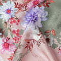 Dusty Pink Floral Silk Crepe Jacquard Fabric 140cm