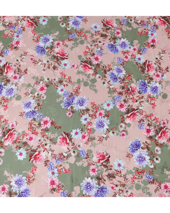 Dusty Pink Floral Silk Crepe Jacquard Fabric 140cm