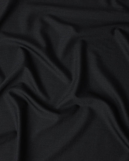 Ebony Black Wool Blend Suiting Fabric 150cm