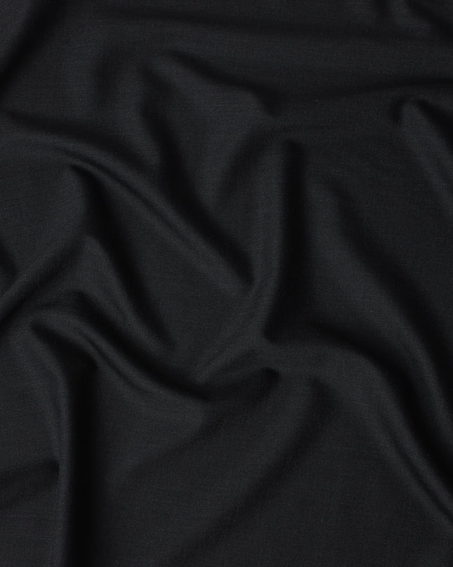Ebony Black Wool Blend Suiting Fabric 150cm