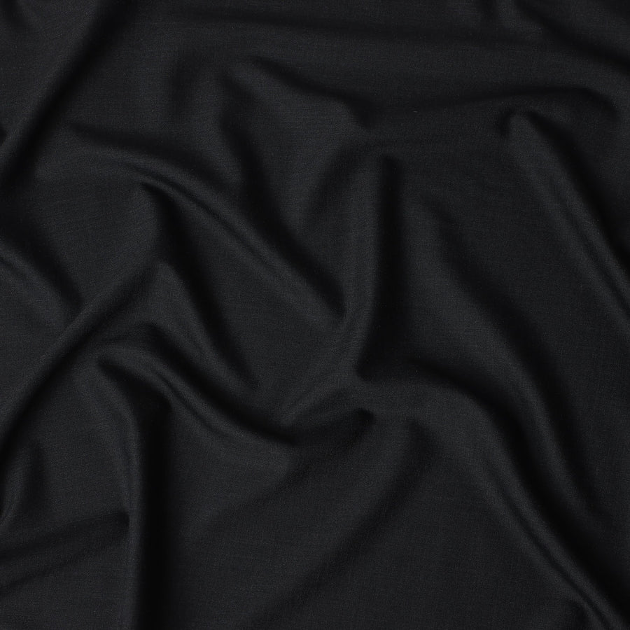 Ebony Black Wool Blend Suiting Fabric 150cm