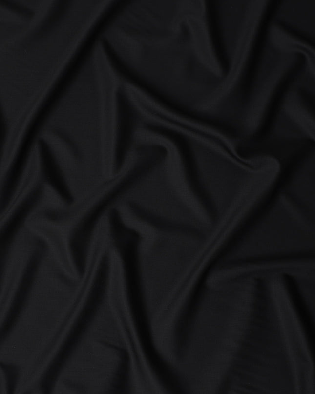 Pitch Black Wool Blend Suiting Fabric 150cm