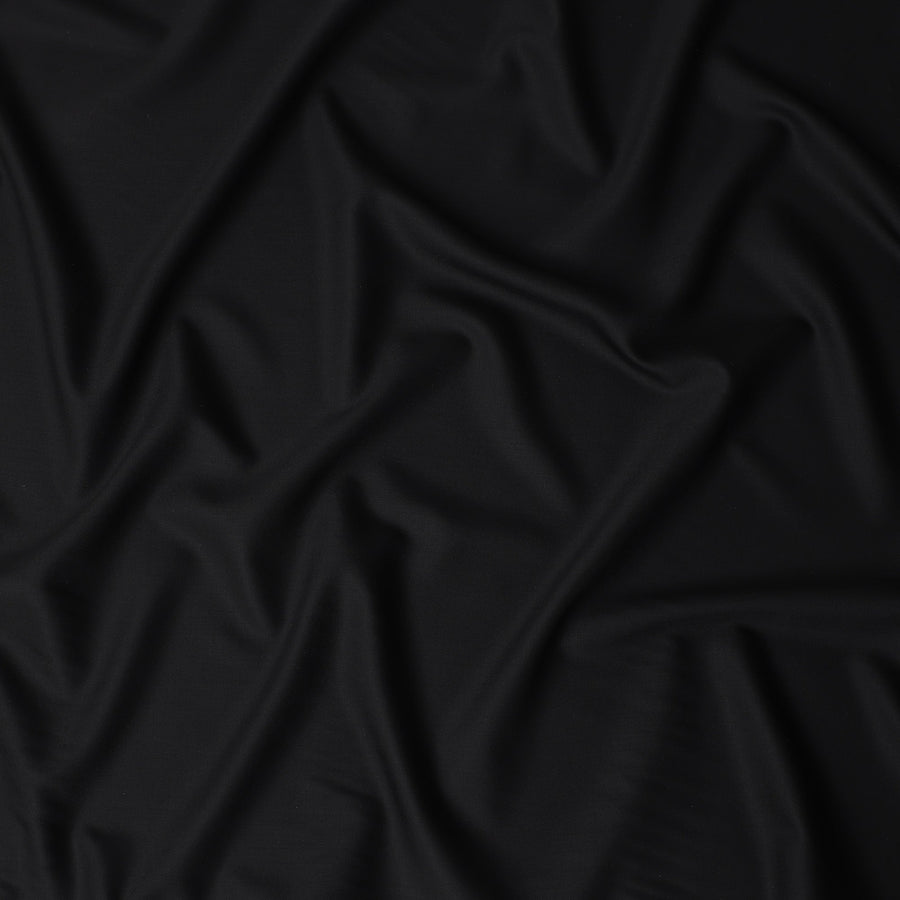 Pitch Black Wool Blend Suiting Fabric 150cm