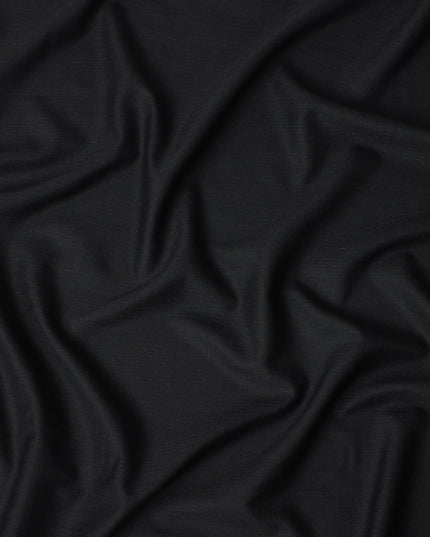 Raven Black Wool Blend Suiting Fabric 150cm