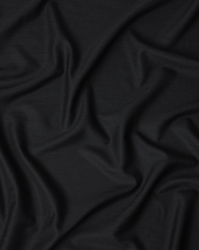 Raven Black Wool Blend Suiting Fabric 150cm