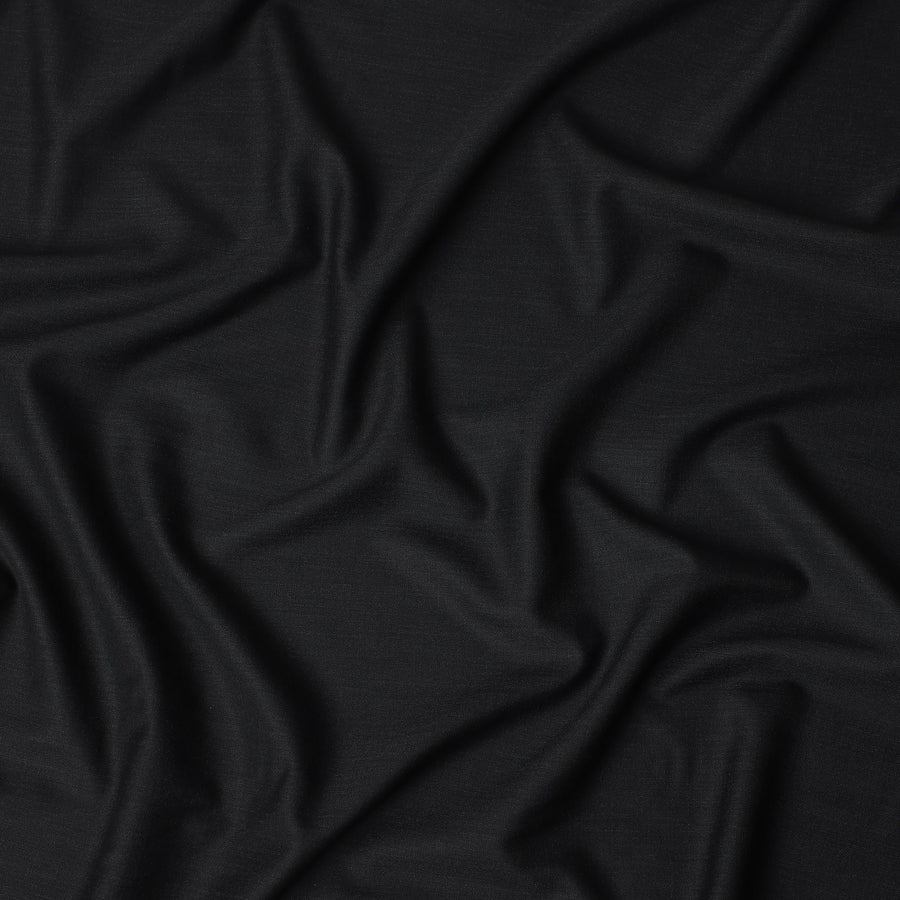 Raven Black Wool Blend Suiting Fabric 150cm