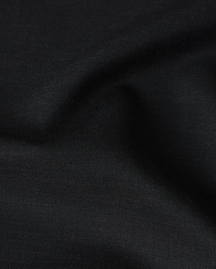 Raven Black Wool Blend Suiting Fabric 150cm
