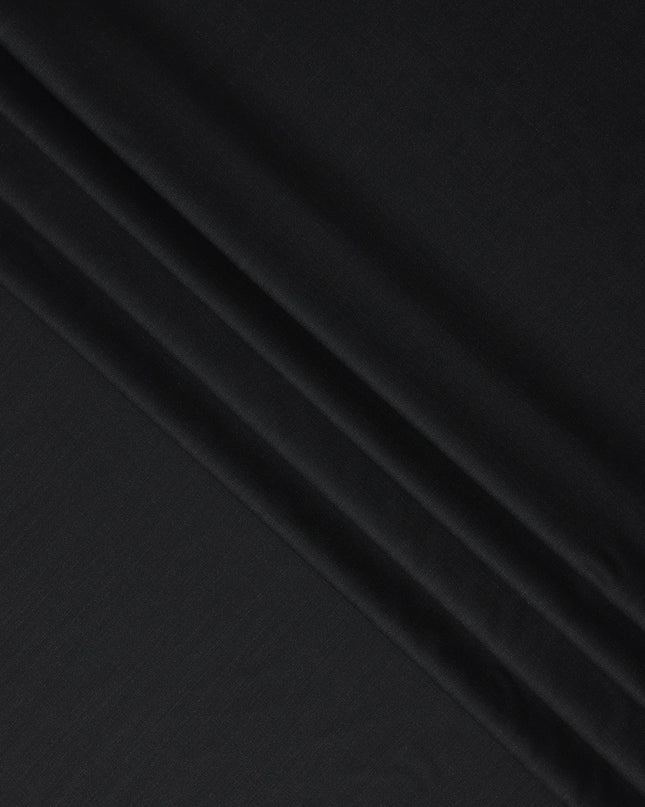 Raven Black Wool Blend Suiting Fabric 150cm