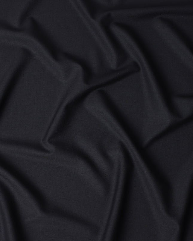 Midnight Black Wool Blend Suiting Fabric 150cm