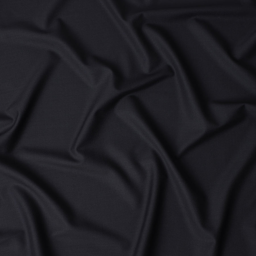Midnight Black Wool Blend Suiting Fabric 150cm