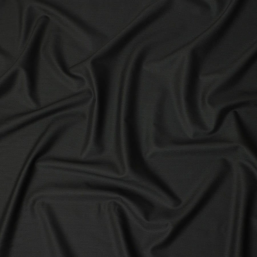 Obsidian Black Wool Blend Suiting Fabric 150cm