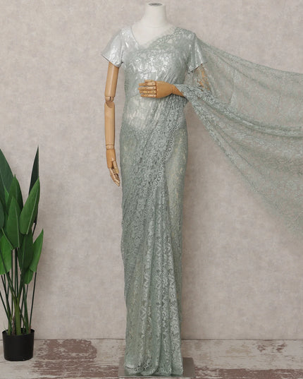 Eucalyptus Sage French Chantilly Lace Saree 5.5m