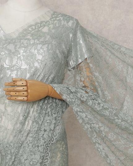 Eucalyptus Sage French Chantilly Lace Saree 5.5m