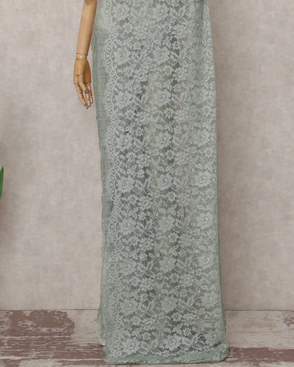 Eucalyptus Sage French Chantilly Lace Saree 5.5m