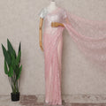 Baby Pink French Chantilly Lace Saree 5.5m