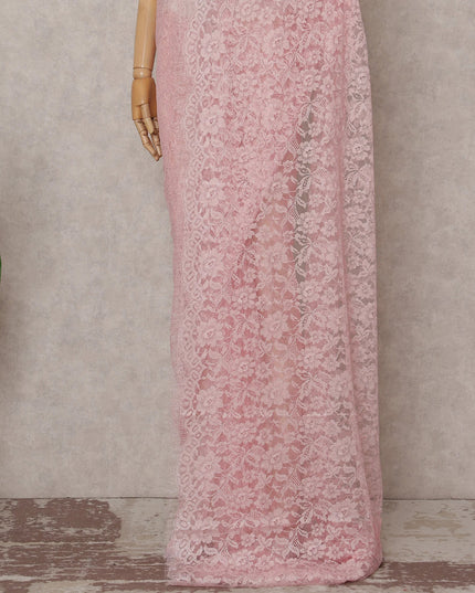 Baby Pink French Chantilly Lace Saree 5.5m