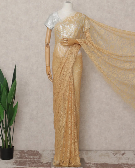 Golden Sand French Chantilly Lace Saree 5.5m