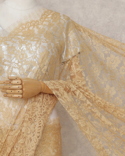 Golden Sand French Chantilly Lace Saree 5.5m