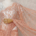 Apricot Orange French Chantilly Lace Saree 5.5m