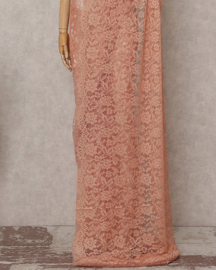 Apricot Orange French Chantilly Lace Saree 5.5m