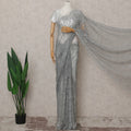 Dove Grey French Chantilly Lace Saree 5.5m