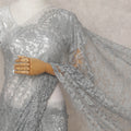 Dove Grey French Chantilly Lace Saree 5.5m
