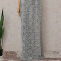 Dove Grey French Chantilly Lace Saree 5.5m
