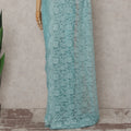 Turquoise Aqua French Chantilly Lace Saree 5.5m