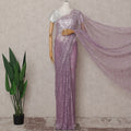 Lilac Lavender French Chantilly Lace Saree 5.5m