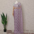Lilac Lavender French Chantilly Lace Saree 5.5m