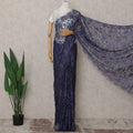 Indigo Blue French Chantilly Lace Saree 5.5m