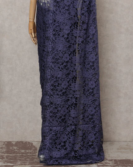 Indigo Blue French Chantilly Lace Saree 5.5m