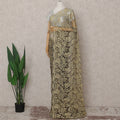 Champagne Beige and Black French Chantilly Lace Saree 5.5m