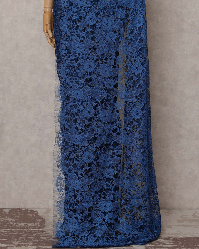 Cobalt Blue French Chantilly Lace Saree