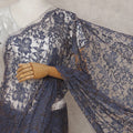 Slate Blue French Chantilly Lace Saree 5.5m