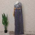 Slate Blue French Chantilly Lace Saree 5.5m
