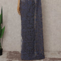 Slate Blue French Chantilly Lace Saree 5.5m