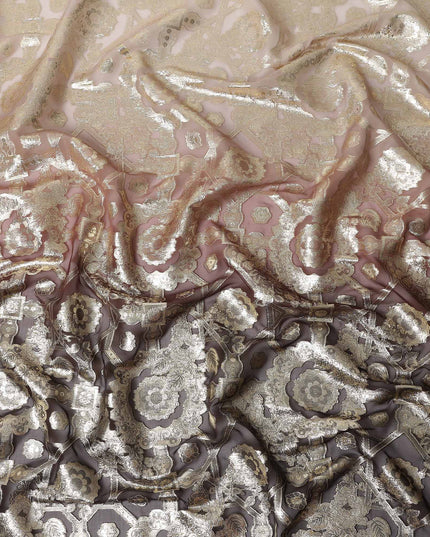 Mocha Brown Silk Chiffon Metallic Lurex Fabric 110cm