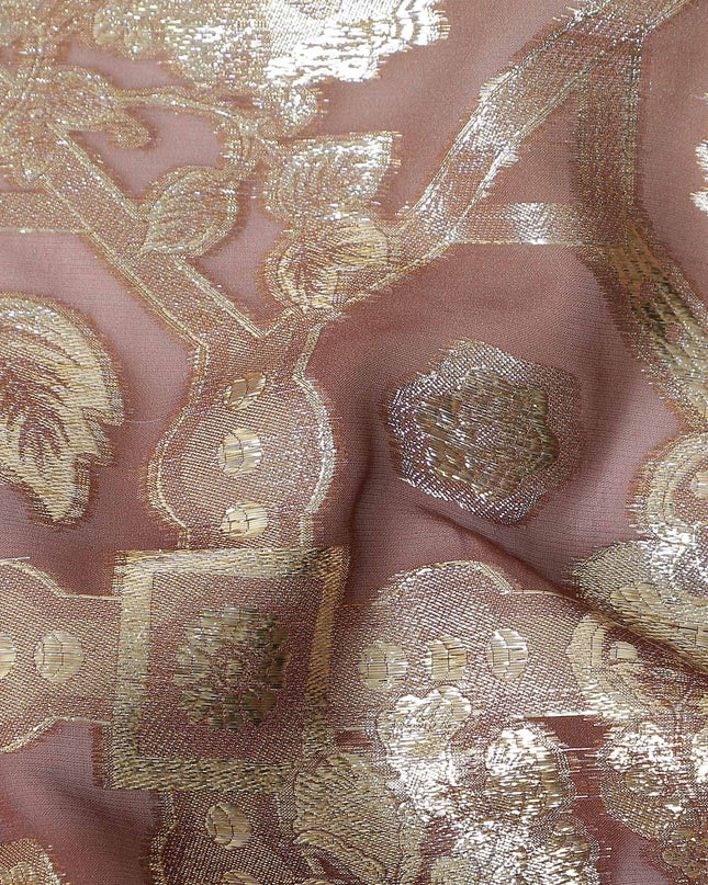 Mocha Brown Silk Chiffon Metallic Lurex Fabric 110cm