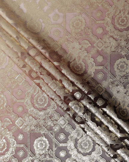 Mocha Brown Silk Chiffon Metallic Lurex Fabric 110cm