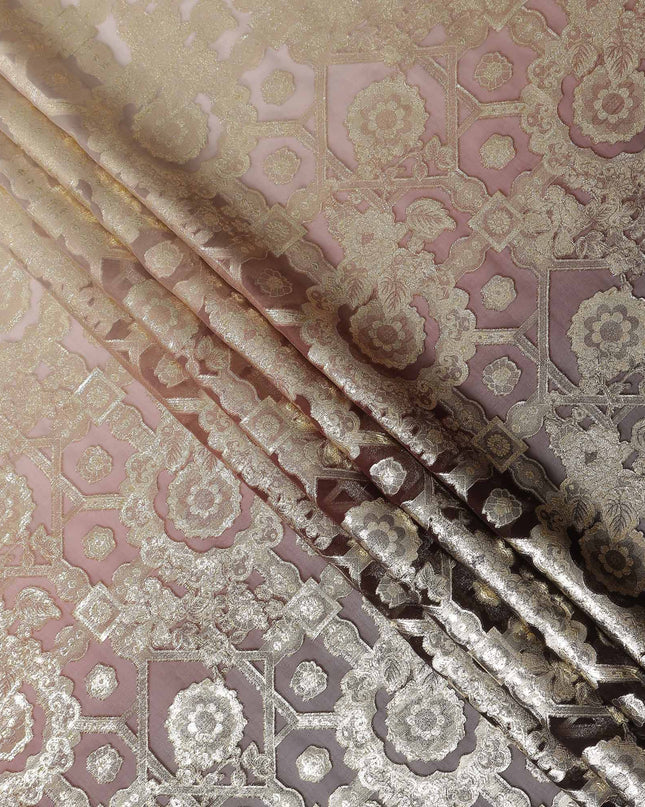 Mocha Brown Silk Chiffon Metallic Lurex Fabric 110cm