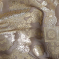 Taupe Grey Silk Chiffon Metallic Lurex Fabric 110cm