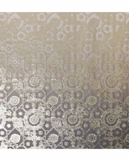 Taupe Grey Silk Chiffon Metallic Lurex Fabric 110cm