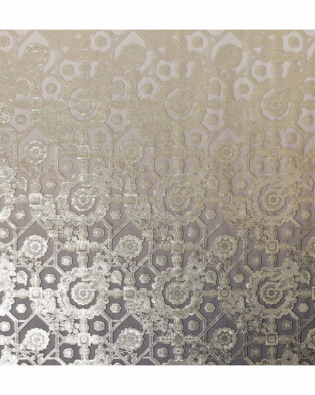 Taupe Grey Silk Chiffon Metallic Lurex Fabric 110cm